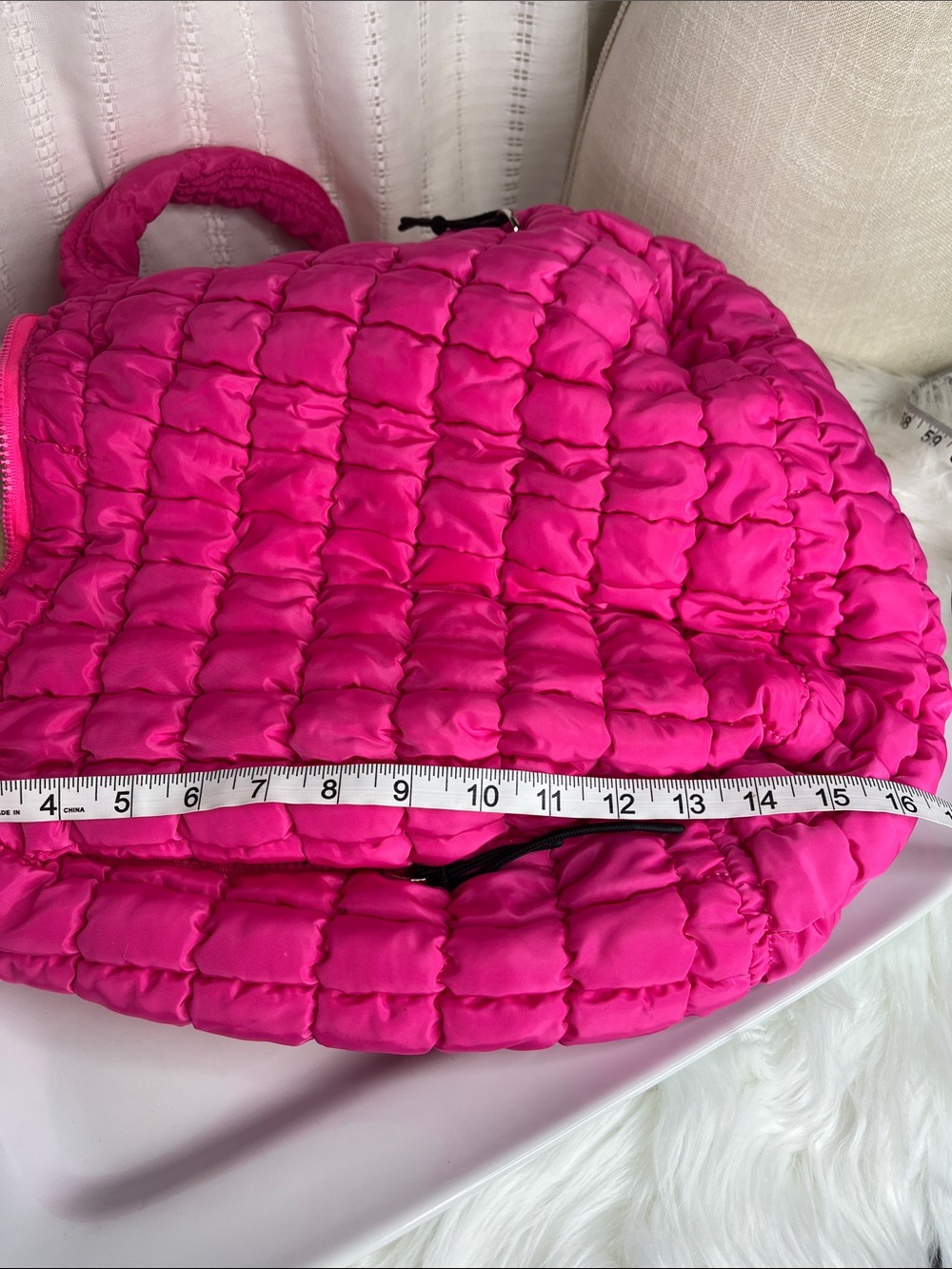 Bright Pink Quilted Shoulder Bag - Picture 7 of 12